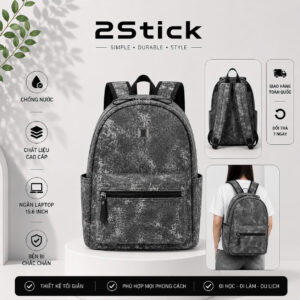 Balo 2Stick - Vải Denim, Thiết Kế Tối Giản, Phù Hợp Đi Học Đi Làm Di Chuyển Hằng Ngày, Laptop 14 Inch -DM007